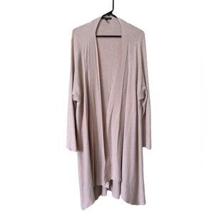 41 Hawthorn Open Front Ribbed Waterfall Cardigan - Blush Pink | Plus Size 2X